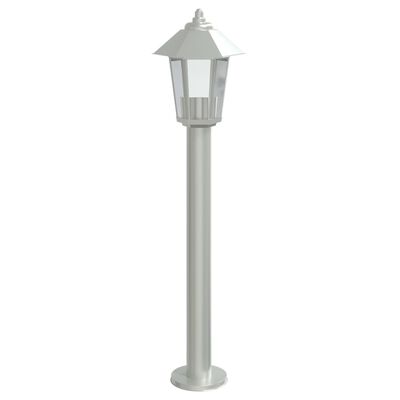 vidaXL Lampa ogrodowa na słupku, srebrna, 80 cm, stal nierdzewna