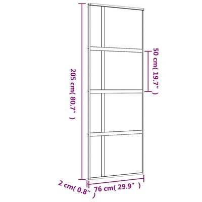 vidaXL Drzwi przesuwne, złote, 76x205 cm, przezroczyste szkło ESG