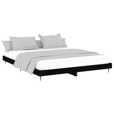 vidaXL Rama łóżka, czarna, 200x200 cm, materiał drewnopochodny