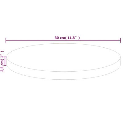 vidaXL Okrągły blat do stolika, Ø30x2,5 cm, surowe drewno dębowe