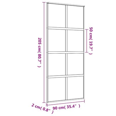 vidaXL Drzwi przesuwne, złote, 90x205 cm, mrożone szkło ESG, aluminium