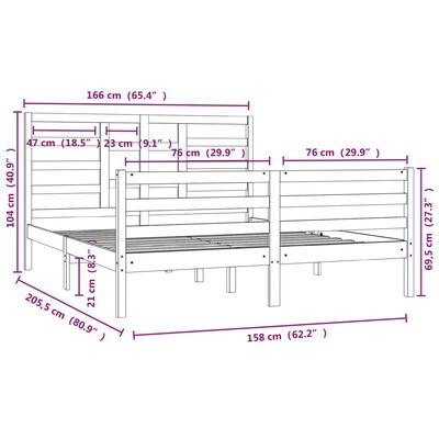 vidaXL Rama łóżka bez materaca, 160x200 cm, lite drewno