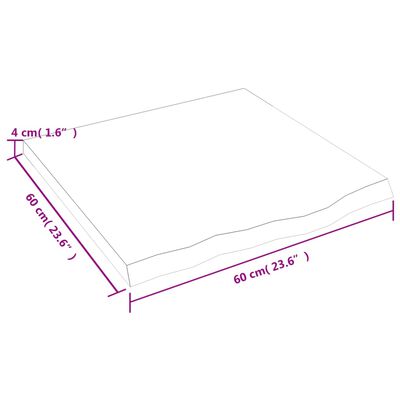 vidaXL Blat do łazienki, ciemnobrązowy, 60x60x(2-4) cm, lite drewno