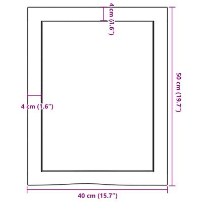 vidaXL Półka, 40x50x(2-4) cm, surowe lite drewno dębowe