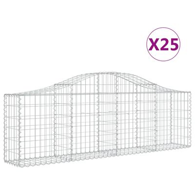 vidaXL Kosze gabionowe, 25 szt, 200x30x60/80 cm, galwanizowane żelazo