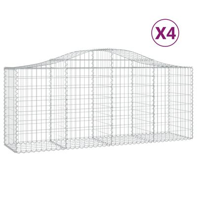 vidaXL Kosze gabionowe, 4 szt, 200x50x80/100 cm, galwanizowane żelazo