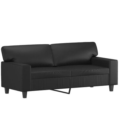 vidaXL 2-osobowa sofa z poduszkami, czarna, 140 cm, sztuczna skóra