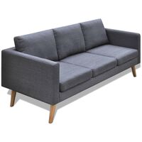 vidaXL Sofa 3-osobowa, materiałowa, ciemnoszara