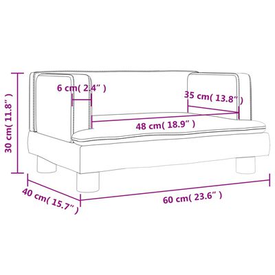 vidaXL Sofa dla dzieci, ciemnoszara, 60x40x30 cm, aksamit