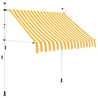 vidaXL Markiza zwijana ręcznie, 150 cm, pomarańczowo-białe pasy