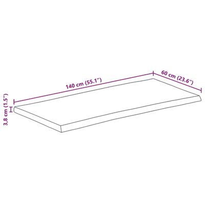 vidaXL Blat stołu, 140x60x3,8 cm, naturalna krawędź, lite drewno mango