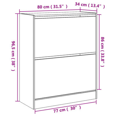 vidaXL Szafka na buty, biała, 80x34x96,5 cm, materiał drewnopochodny