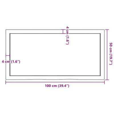 vidaXL Blat do łazienki, 100x50x(2-4) cm, surowe, lite drewno