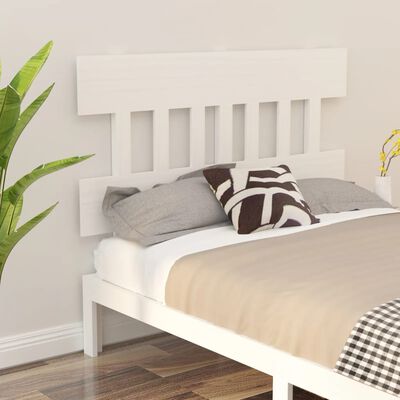 vidaXL Wezgłowie łóżka, białe, 123,5x3x81 cm, lite drewno sosnowe