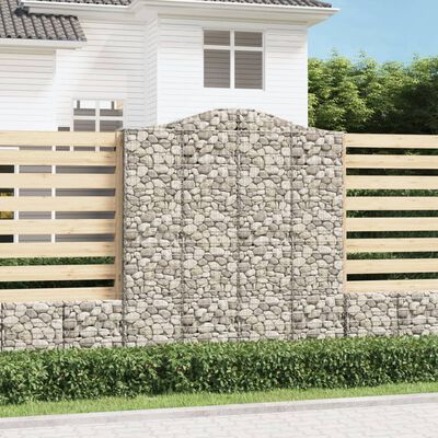 vidaXL Kosze gabionowe, 2 szt, 200x30x220/240 cm, galwanizowane żelazo