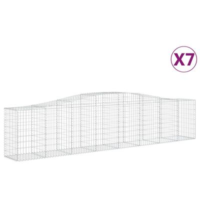 vidaXL Kosze gabionowe, 7 szt, 400x50x80/100 cm, galwanizowane żelazo