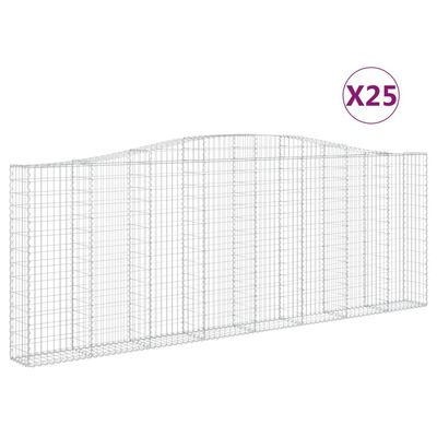 vidaXL Kosze gabionowe, 25 szt, 400x30x140/160cm, galwanizowane żelazo