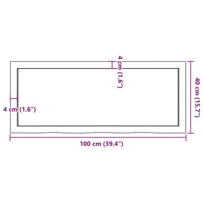 vidaXL Półka, 100x40x(2-4) cm, surowe lite drewno dębowe