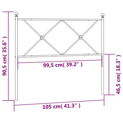 vidaXL Metalowe wezgłowie, czarne, 100 cm