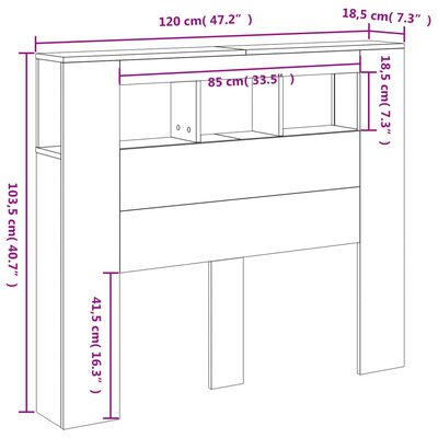 vidaXL Wezgłowie łóżka z LED, białe, 120x18,5x103,5 cm