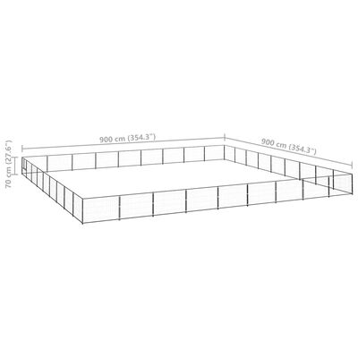 vidaXL Kojec dla psa, czarny, 81 m², stalowy