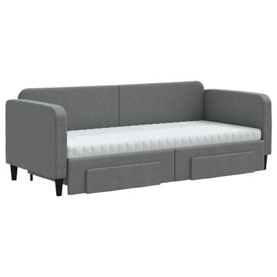 vidaXL Sofa rozsuwana z szufladami, ciemnoszara, 80x200 cm, tkanina