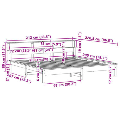 vidaXL Łóżko bez materaca, białe, 200x200 cm, lite drewno sosnowe