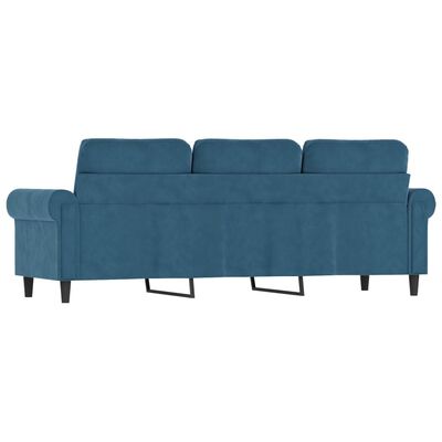 vidaXL Sofa 3-osobowa, niebieski, 180 cm, tapicerowana aksamitem
