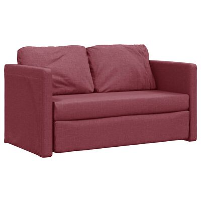 vidaXL Sofa podłogowa 2-w-1, winna czerwień, 112x174x55 cm, tkanina