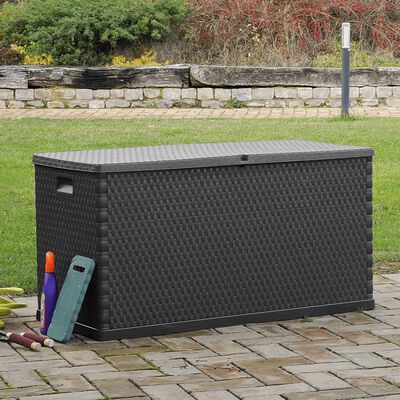 vidaXL Skrzynia ogrodowa, antracytowa, 120x56x63 cm, rattan PP