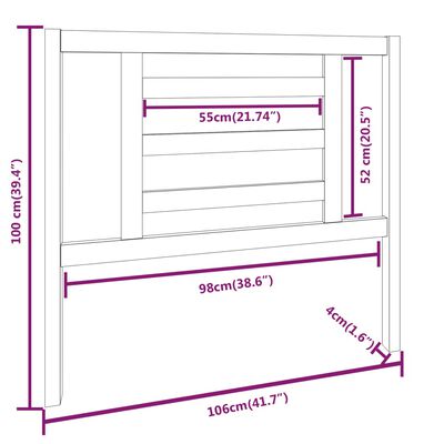 vidaXL Wezgłowie łóżka, 106x4x100 cm, lite drewno sosnowe