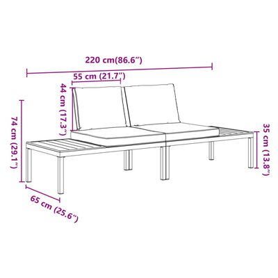 vidaXL 2-cz. zestaw mebli do ogrodu, z poduszkami, czarne aluminium