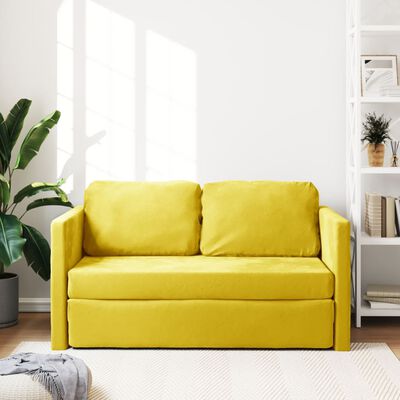 vidaXL Sofa podłogowa 2-w-1, ciemnożółta, 122x204x55 cm, aksamit