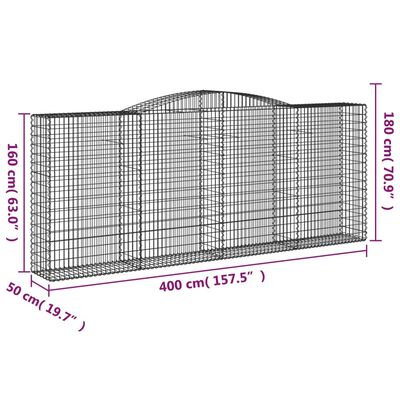 vidaXL Kosze gabionowe, 6 szt, 400x50x160/180 cm, galwanizowane żelazo