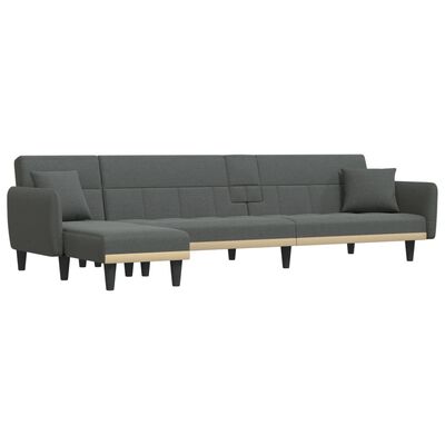 vidaXL Sofa rozkładana L, ciemnoszara, 275x140x70 cm, tkanina