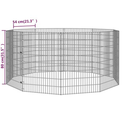 vidaXL Kojec dla zwierząt, 10 paneli, 54x80 cm, galwanizowane żelazo