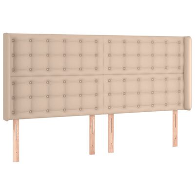 vidaXL Zagłówek do łóżka z LED, cappuccino, 203x16x118/128cm, ekoskóra