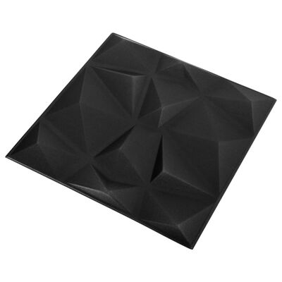 vidaXL Panele ścienne 3D, 48 szt., 50x50 cm, diamentowa czerń, 12 m²