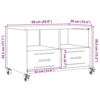 vidaXL Szafka RTV, oliwkowa, 68x39x43,5 cm, stal walcowana na zimno