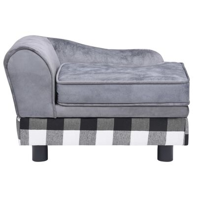 vidaXL Sofa dla psa, szara, 57x34x36 cm, pluszowa