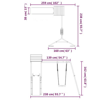 vidaXL Plac zabaw do ogrodu, lite drewno sosnowe