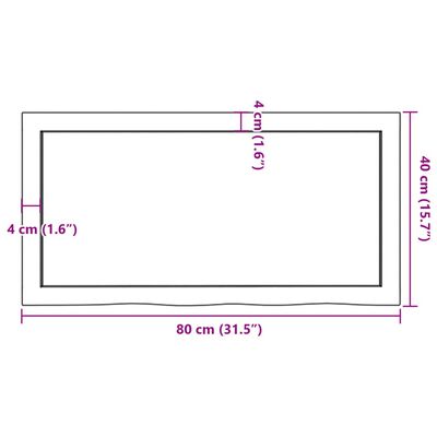 vidaXL Półka, 80x40x(2-4) cm, surowe lite drewno dębowe