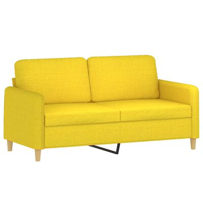 vidaXL 2-osobowa sofa z poduszkami, jasnożółta, 140 cm, tkanina