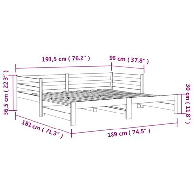 vidaXL Łóżko rozsuwane, białe, 2x(90x190) cm, lite drewno sosnowe