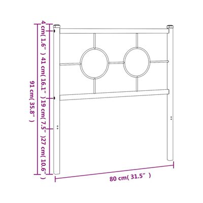 vidaXL Metalowe wezgłowie, białe, 75 cm