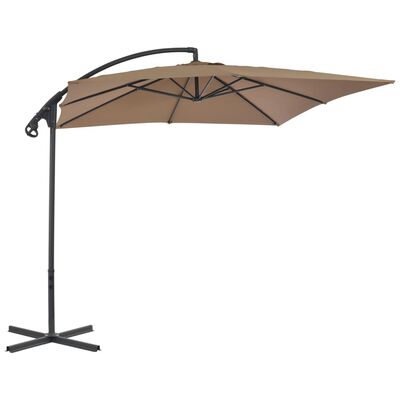 vidaXL Parasol wiszący ze stalowym słupkiem, 250x250 cm, taupe