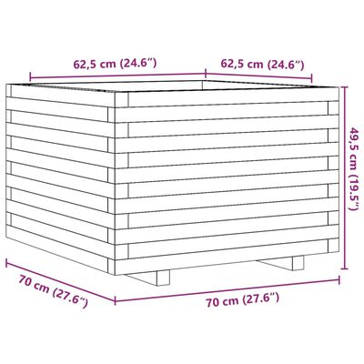 vidaXL Donica ogrodowa, 70x70x49,5 cm, lite drewno sosnowe