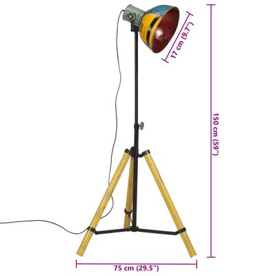 vidaXL Lampa stojąca, 25 W, wielokolorowa, 75x75x90-150 cm, E27