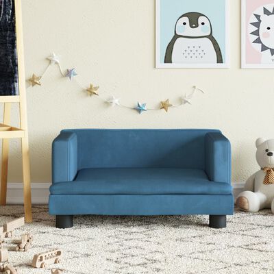 vidaXL Sofa dla dzieci, niebieska, 60x40x30 cm, aksamit