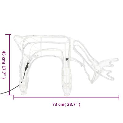 vidaXL Renifery ozdobne z zimnym białym LED, 3 szt., 73x31x45 cm